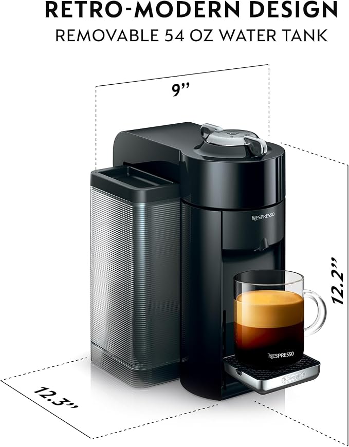 Nespresso Vertuo Coffee and Espresso Machine by De'Longhi, Piano Black | Piano black coffee machine that brews 4 cup sizes with Centrifusion extraction for barista grade coffee and espresso at home. - Image 3
