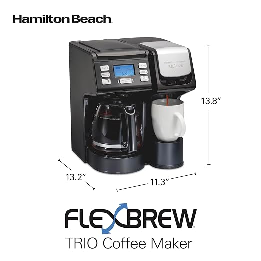 Hamilton Beach FlexBrew Trio 2-Way Coffee Maker, Compatible with K-Cup Pods or Grounds, Combo, Single Serve & Full 12c Pot, Black - Fast Brewing (49902) - Image 8