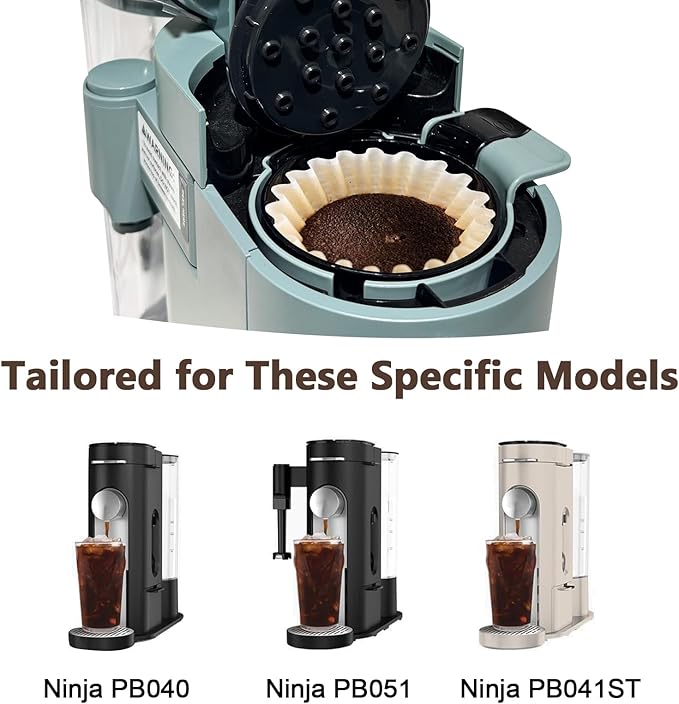 2pack Coffee Filter Basket with Ninja PB051 / PB040 / PB041ST | Reusable Coffee Filters for Ninja Coffee Maker | Ninja Coffee Filters Accessories(2 Coffee Filters and 2 Coffee Coasters)