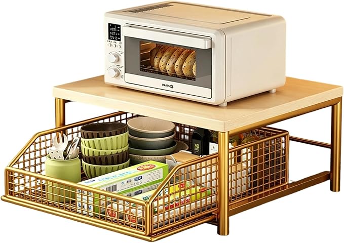 Sakerplus Coffee Pod Holder with Drawers (Gold) | Coffee Pod Organizer and Coffee Pod Storage for Countertop, Metal Basket Coffee Pod Drawer Organizer for Kitchen, Office by SakerPlus