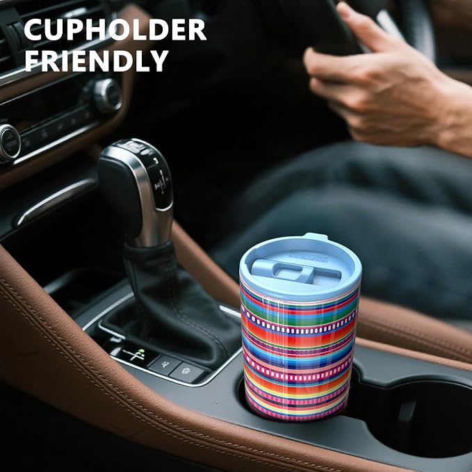 TILUCK 20 oz Insulated Coffee Tumbler with BPA-Free Lid | Travel Coffee Mug, Dishwasher Safe, Cup Holder Friendly, Double-Wall Vacuum Insulation for Hot & Cold Drinks, RainbowStripes - Image 4
