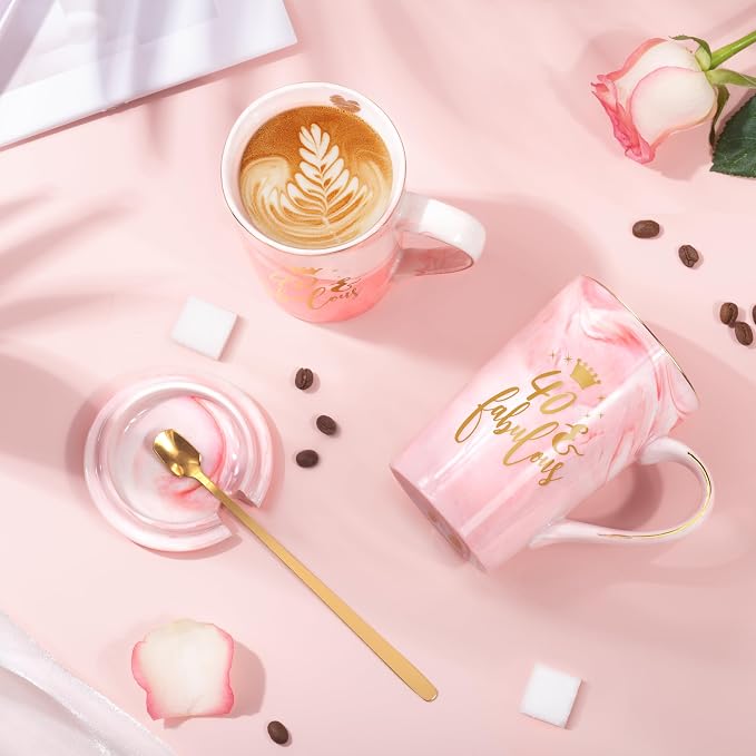 40th Birthday Gifts for Women, 40 Year Old Birthday Gift Ideas for Her, 40 & Fabulous Pink Marble Coffee Mug with Premium Gift Box, Unique Presents for Mom Sister Friend Wife Daughter Coworker - Image 5