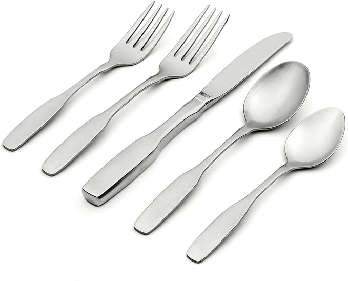 Oneida Paul Revere 5-Piece 18/10 Silverware Set for 1, Flatware | satin finish, dishwasher safe | includes knives, forks, and spoons | cutlery set for kitchen and dining by Oneida