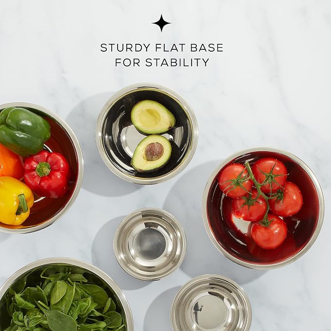 JoyJolt Stainless Steel Mixing Bowl Set of 6-5qt to 0.5qt Nesting Bowls for Dough, Batter & Baking - Image 6