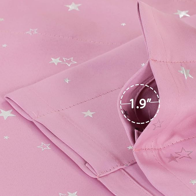 H.VERSAILTEX Blackout Curtain Valances for Kitchen Window/Living Room/Bathroom Privacy Added Rod Pocket Home Decoration Winow Valance, 52" W x 18" L, Glitter Stars in Pink Base (Pack of 4) - Image 5