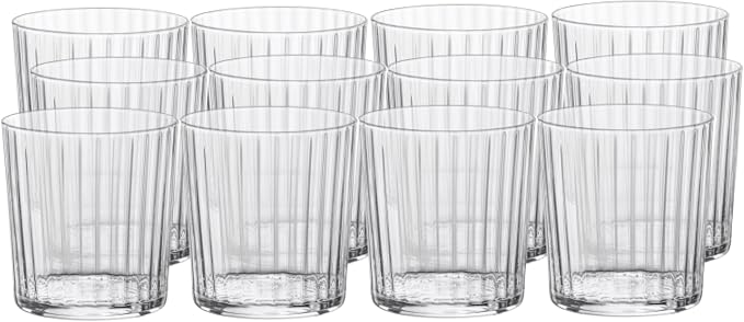 Bormioli Rocco Exclusiva Negroni Glasses, Set of 12-12 Oz. Ribbed Cocktail Tumblers Made in Italy with Star Crystal Glass & XLT Treatment - Stylish Everyday Drinkware, Dishwasher Safe by Bormioli+Rocco