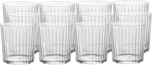 Bormioli Rocco Exclusiva Negroni Glasses, Set of 12-12 Oz. Ribbed Cocktail Tumblers Made in Italy with Star Crystal Glass & XLT Treatment - Stylish Everyday Drinkware, Dishwasher Safe by Bormioli+Rocco