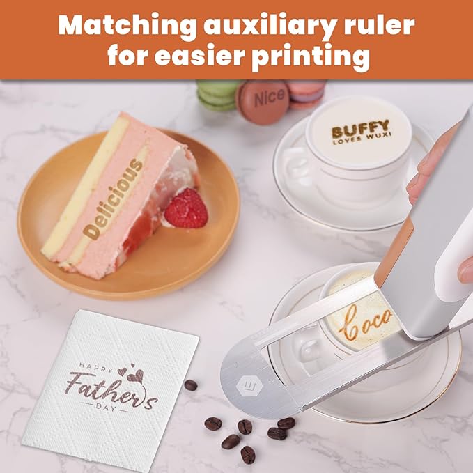 Handheld Printing Pen Latte Pen Macaron Cookie DIY Blessing Pattern Logo Use Scene Restaurant Hotel Reception School (Brown)