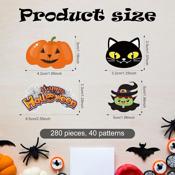 280pcs Halloween Cake Decoration - Edible Dessert Toppers With Ghost, Bat, Graveyard, Zombie, Skeleton, Spider, Pumpkin, Witch Hat, Eyeball (40 Styles) - Image 2