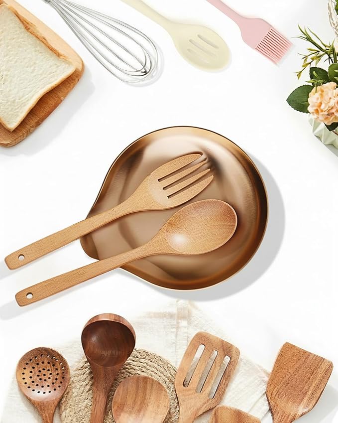 VanlonPro Stainless Steel Spoon Rest, Spatula Ladle Holder, Stainless Steel Utensil Spoon Rest Holder, Brushed Finish, Dishwasher Safe 5.9 x 5.1 Inch (Round Rose Gold 1PC) - Image 5