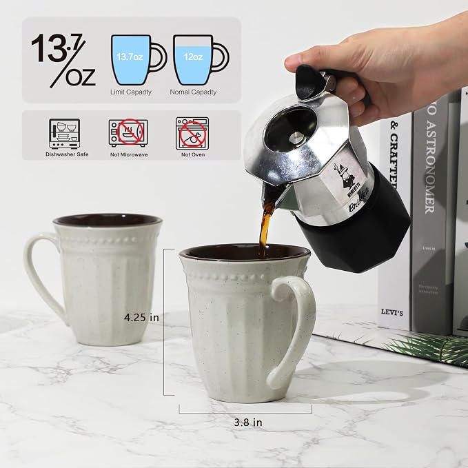 Melamine Coffee Cups of 6, 12oz Camping Mug with Handle, Lightweight and Unbreakable Cups kind to kids, Reusable Mugs Set for Tea, Dishwasher Safe, Ideal for Party RV Gift(Off White) - Image 3