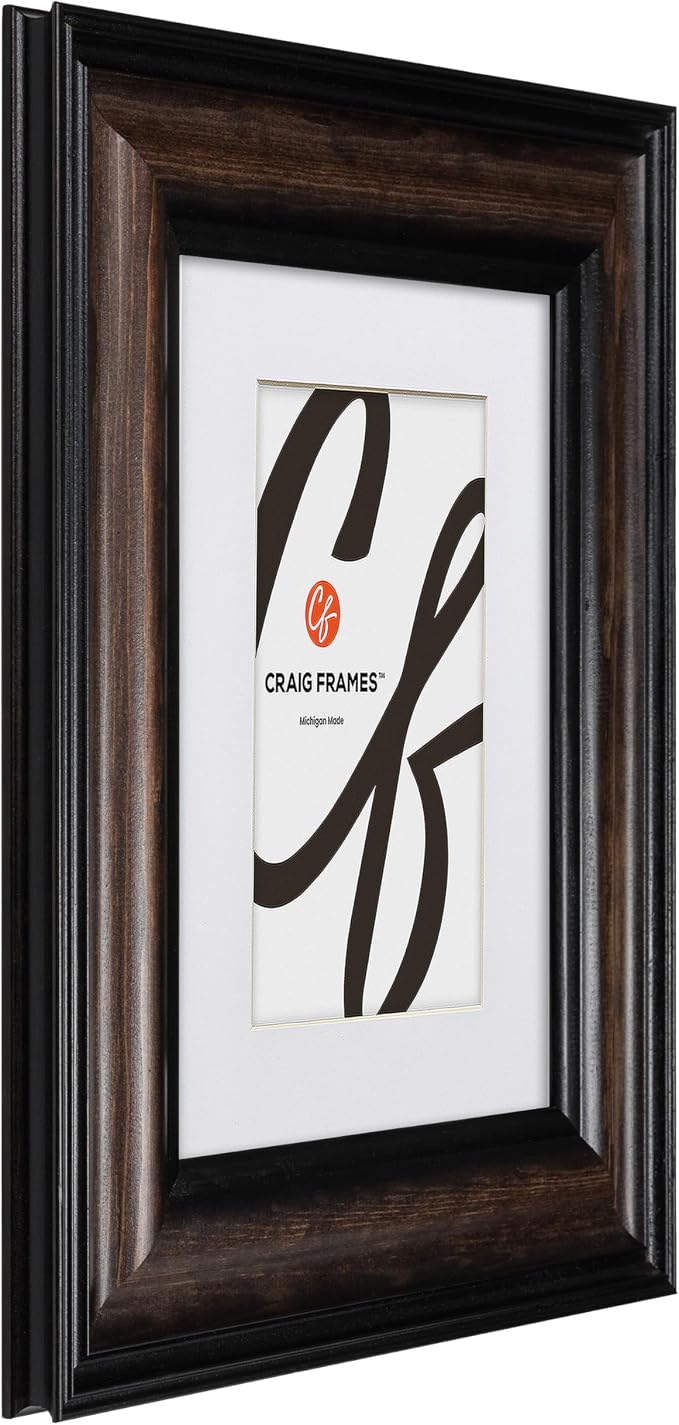 Craig Frames 11x14 Solid Wood Picture Frame, Matted to 8x10, Brown | Real glass, white mat included, wall decor ready to hang, made in the USA - Image 4