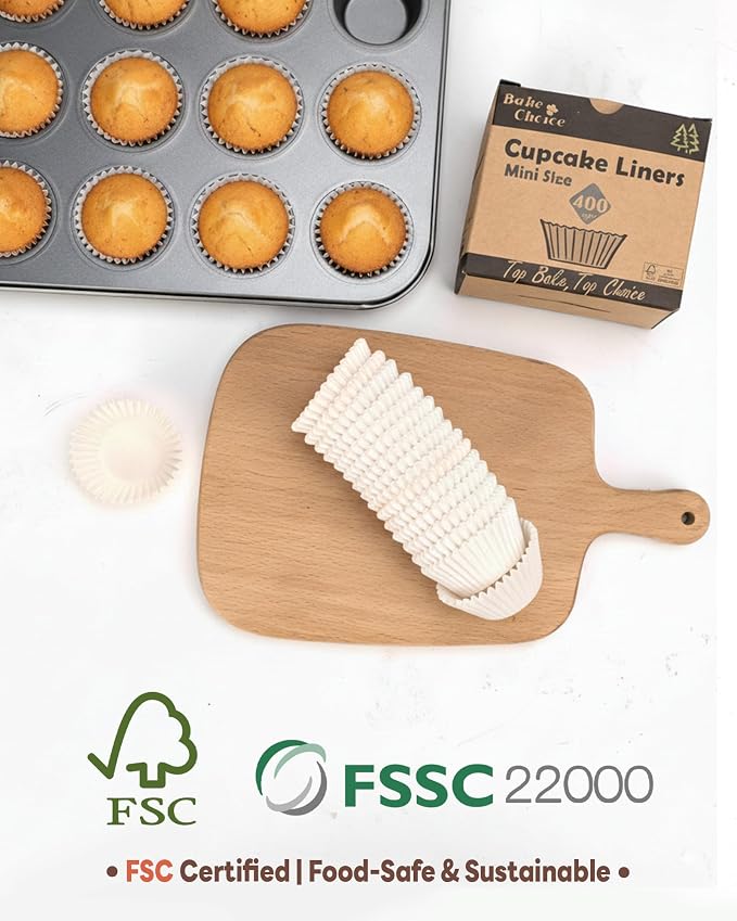 Bake Choice 400pcs White Cupcake Liners for Baking, Mini Muffin Liners | Greaseproof Muffin Liners,Non-Stick, Food Grade Cupcake Wrapper for for Party, Wedding, Birthday, Christmas, Valentines - Image 5