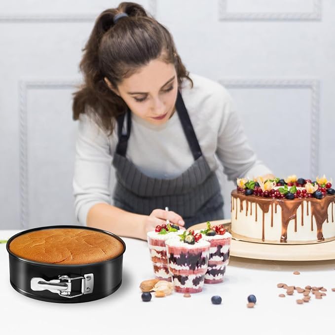 Springform Cake Pan Set, Non-stick 6pcs(7 8 8.5 9.5 10 11Inch) Cheesecake Pan Removable Bottom, Leakproof Round Spring Form Pans Cake Pans Sets for Baking, Included 2pcs Silicone Baking Gloves - Image 4