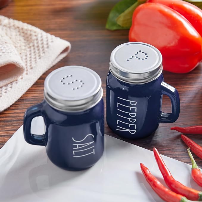 Navy Blue Salt and Pepper Shakers Set, 4 oz Cute Modern Glass Shaker Sets with Stainless Steel Lids, Blue Kitchen Decor and Accessories for Home Restaurants Weddings - Image 6