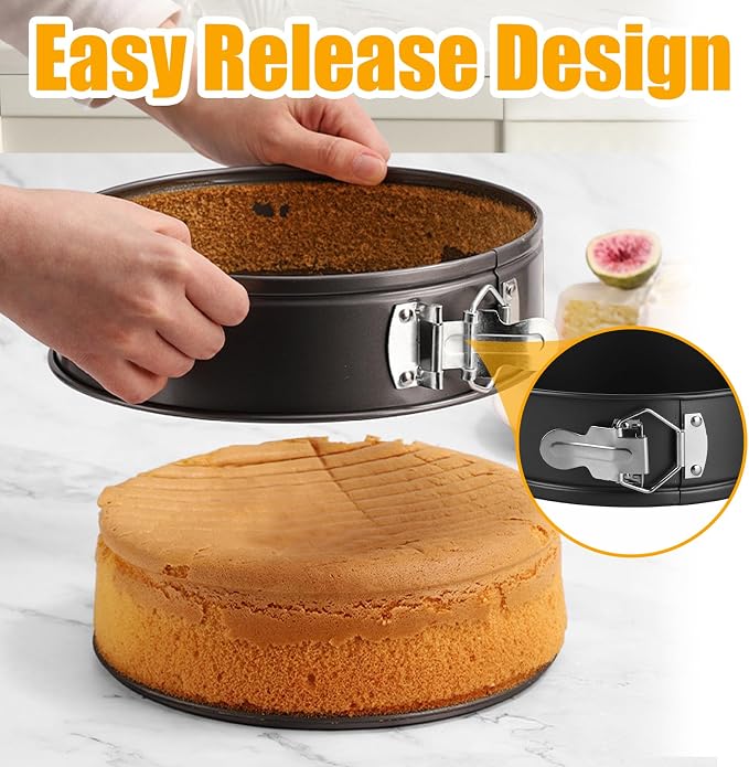 QTLCOHD Cake Pan Set for Baking, 7,8,8.5,9.5,10,11 Inch | Nonstick Springform Pan Set, Leakproof Spring Form Pans for Cheesecake with Removable Bottom, Springform Round Cake Pans Sets - Image 4
