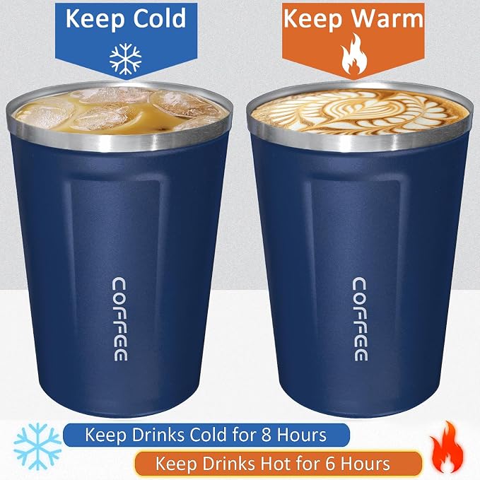 4 Pack Travel Coffee Mug 12oz Insulated Coffee Cup with Lid, Reusable Thermal Coffee Cup Stainless Steel Coffee Tumbler to Keep Hot & Cold Drinks for Car, Daily, Travel and Gifts, Multicolor - Image 5