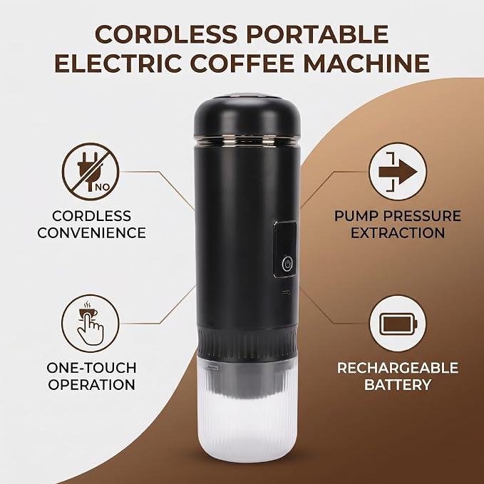 POCREATION Cordless Coffee Maker with 7800mAh Battery Pump Pressure | Portable Pocket Sized Coffee Machine for Travel Office Home - Image 9