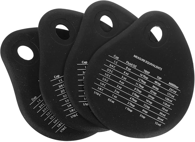 TIDTALEO 4pcs Black Silicone Baking Cutter with Compact Design and Kitchen Measurement Conversion Chart, Pastry Tool for Baking and Cooking Preparation, for Beginner and Professional Users by TIDTALEO