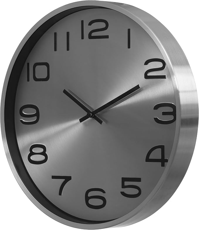 Clockswise Modern Decorative Aluminum Round Wall Clock for Living Room, Kitchen, Dining Room, Silver - Image 3
