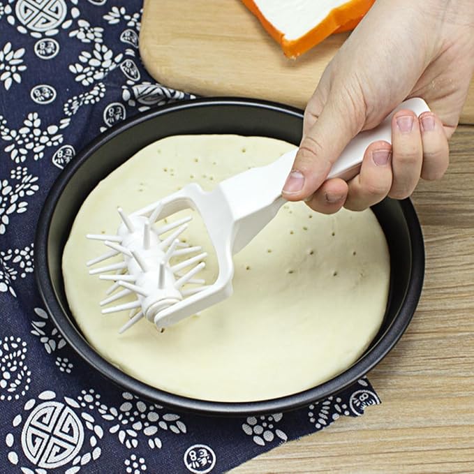 Homoyoyo 2pcs Practical Pizza Needle Roller Dough Puncher Baking Tool Made of Sturdy Pp Material, Easy to Use and Convenient for Kitchen Pizza Dough Preparation in White - Image 4