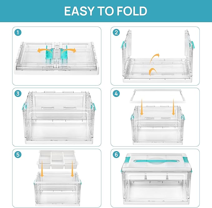 Vtopmart 24 QT Clear Plastic Craft Organizers and Storage Box with Removable Trays and Dividers,Art Supply Organizers and Storage,Ideal Containers for coloring Books,Toys,Craft Supplies,1 Pack