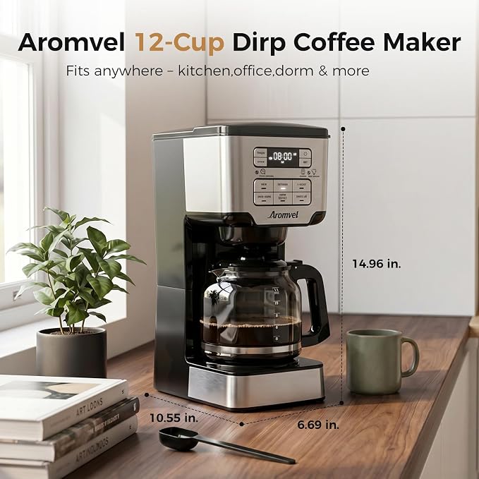 12-Cup Drip Coffee Maker Programmable, Adjustable Brew Strength | 24-Hour Delay Brew & 4-Hour Keep Warm, 1-4 Cup/Classic/Rich Coffee Brewer for Home Office, Coffee Machine with Glass Carafe - Image 7