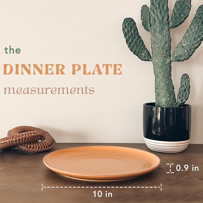 Mora Ceramic Artisan Matte Dinner Plates Set of 6, 10 inch Dish Set - Microwave, Oven, and Dishwasher Safe, Scratch Resistant, Modern Rustic Dinnerware- Kitchen Porcelain Serving Dishes - Image 2