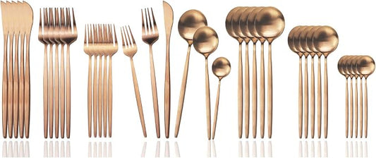 JASHII Silverware Set, 36 Piece Food Grade Stainless Steel Flatware Set Fork Spoon Knife Utensils for Daily Use and Party, Service for 6 Anti Rust, Safe in Dishwasher (Matte Rose) by JASHII