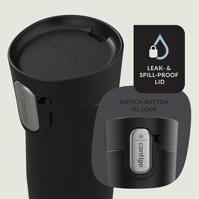 Contigo AUTOSEAL West Loop Vacuum-Insulated Stainless Steel Travel Mug with Easy-Clean Lid, 12oz, Matte Black - Image 3