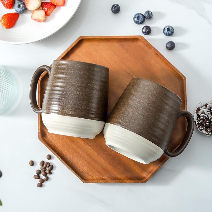 HASENSE 20 oz Coffee Mugs Set of 2 – Large Tea Cups with Comfortable Handle, Perfect for Coffee,Brown Microwave & Dishwasher Safe Mugs for Latte, Hot Cocoa - Image 3