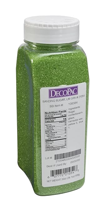 DecoPac Sanding Sugar | Lime Green Edible Sugar Sprinkles | 33oz | Edible Sanding Sugar in Handheld Container | Made In USA | Sugar Sprinkle Mix For Cakes, Cupcakes, Cookies, Extra Large Pack | 33 Ounce - Lime Green - Image 2