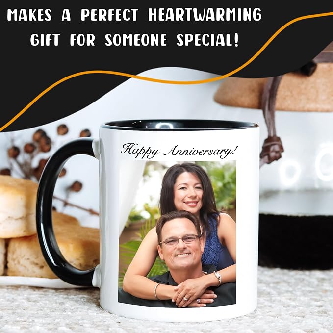 Personalized Coffee Mug, Custom Picture Text or Logo Ceramic Mug, Customized Gift for Men & Women, Taza Personalizada with Photo and Words, Customizable 11 Oz Tea Cup | White - Black - Image 5