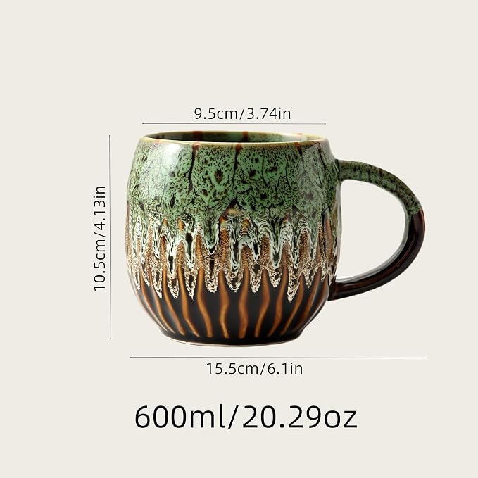 Large Ceramic Coffee Mug - 20oz Big Tea Cup, Green | Large Tea Mug, Microwave Safe, Dishwasher Safe - Image 2