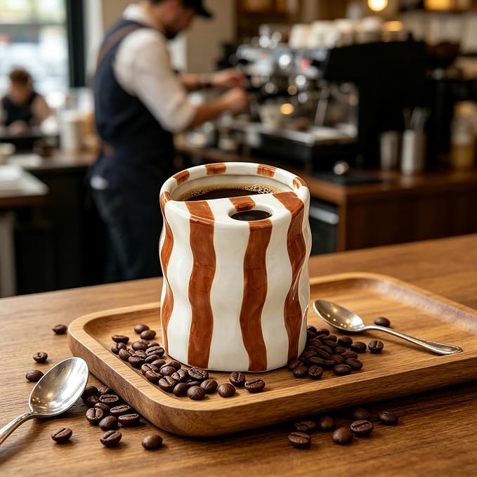 Espresso Cups Ceramic Coffee Mug Series European Striped Dot Coffee Cup And Saucer Mug Cake Plate Afternoon Tea Set Tea Cup And Saucer (Orange 2) - Image 4