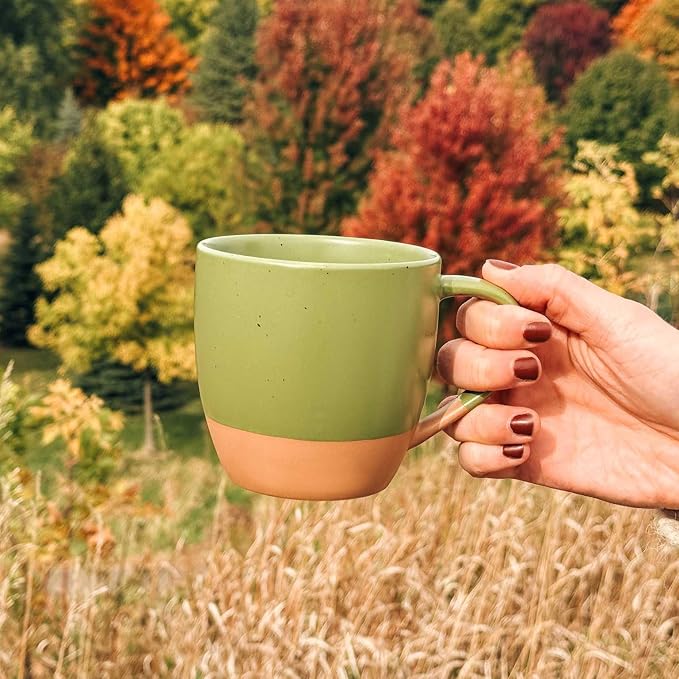 Mora Ceramic Artisan Matte Large Latte Mug Set of 4, 16oz - Microwavable, Porcelain Coffee Cups With Big Handle - Modern, Boho, Unique Style For Any Kitchen. Microwave Safe Stoneware - Safari Colors - Image 5