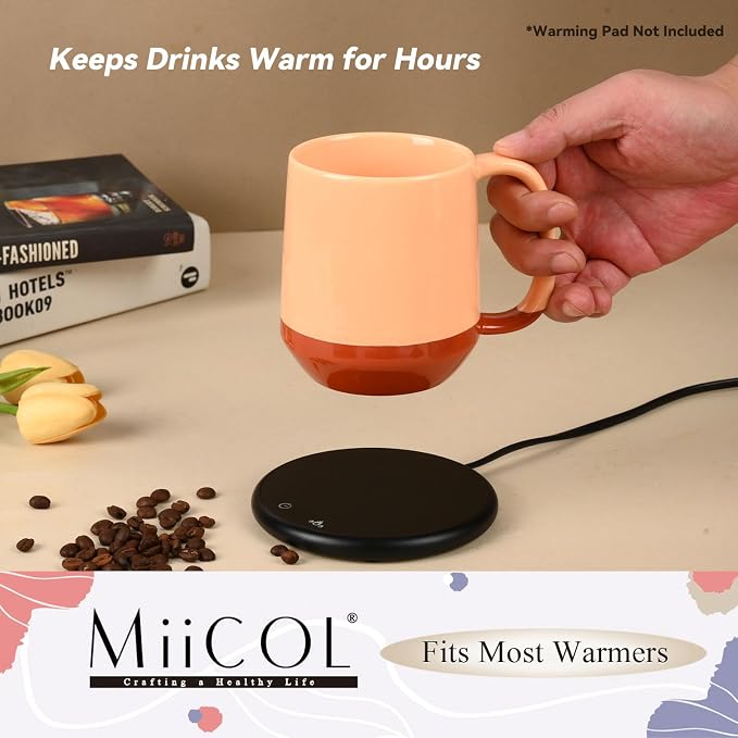 Miicol Ceramic Coffee Mug, 16 oz Large Coffee Cup, Tea Mug with Handle, Flat Bottom Mug for Men, Women, Office, Microwave and Dishwasher Safe, Multi-Color, Caramel Peach - Image 5