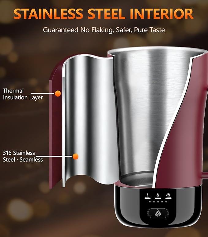 Self-Heating Coffee Mug, 14oz Heated Coffee Mug - Rechargeable Temperature Control Coffee Mug Keep Coffee Hot, Smart Mug Great Gift for Coffee Lovers & Slow Sippers - Image 5