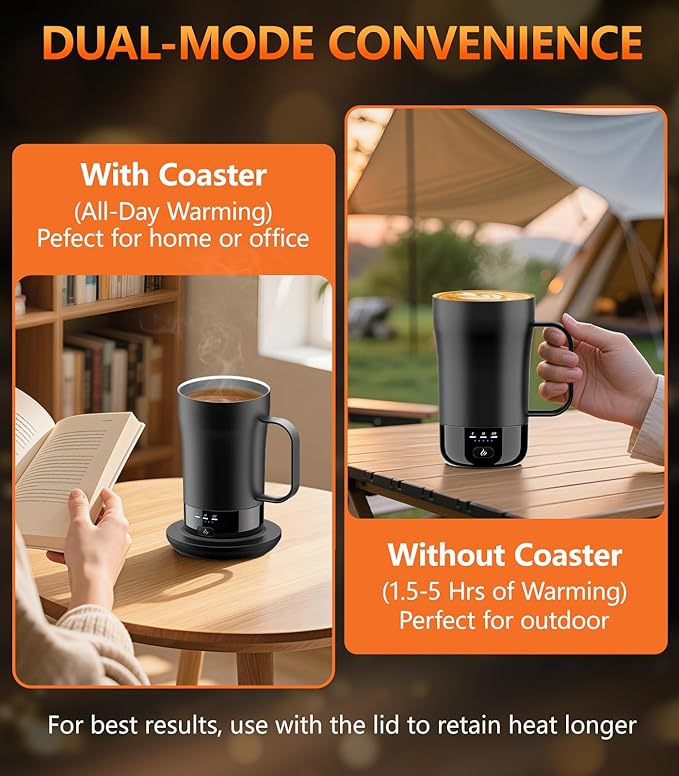 Self-Heating Coffee Mug, 14oz Heated Coffee Mug Rechargeable - Temperature Control Cup Keep Drinks Hot, Smart Cup Great Gift for Women & Slow Sippers - Image 3