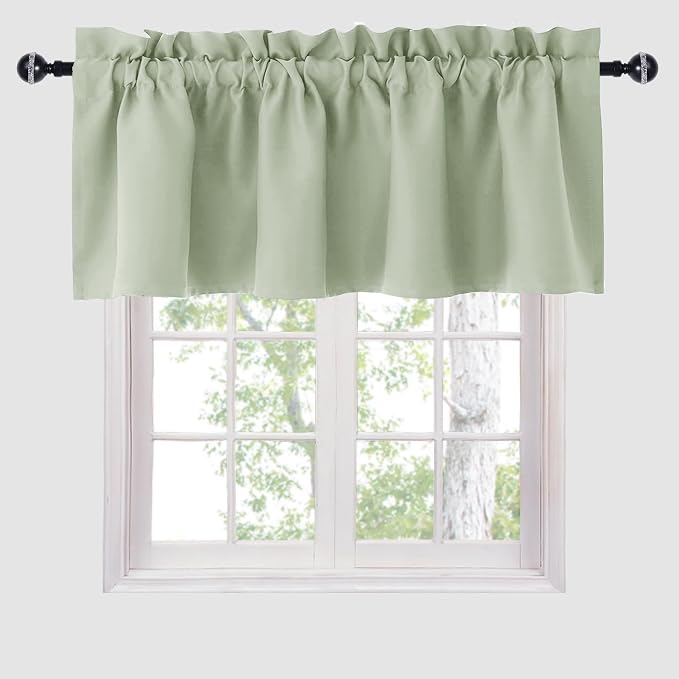 Hiasan Valance Curtains for Kitchen Blackout Thermal Insulated Solid Window Curtain Valance, Seafoam Green, 42 x 12 Inches, 1 Panel - Image 7
