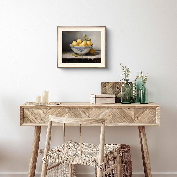 XOCUUI Farmhouse Still Life Picture Living Room Warm Moody Muted Yellow Lemon Oil Painting Art Deco Wall Art For Kitchen Rustic Vintage Decor For Bedroom Antique French Poster 11 X 14 Unframe - Image 5