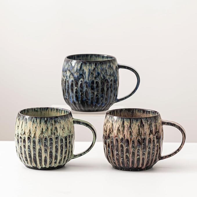 Large Ceramic Coffee Mug - 20oz Big Tea Cup, Flowing Blue | Large Tea Mug, Microwave Safe, Dishwasher Safe - Image 3