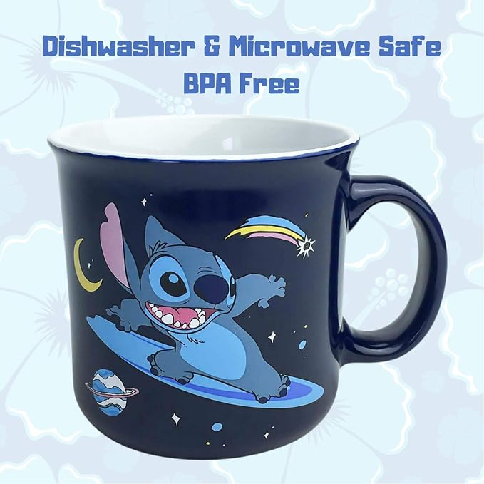Silver Buffalo Disney Lilo and Stitch Space Surf, Ceramic Camper Mug, 20oz | Far, Out Surfing in, 0.59 Liters - Image 3