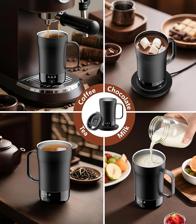 Self-Heating Coffee Mug, 14oz Heated Coffee Mug Rechargeable - Temperature Control Cup Keep Drinks Hot, Smart Cup Great Gift for Women & Slow Sippers - Image 8