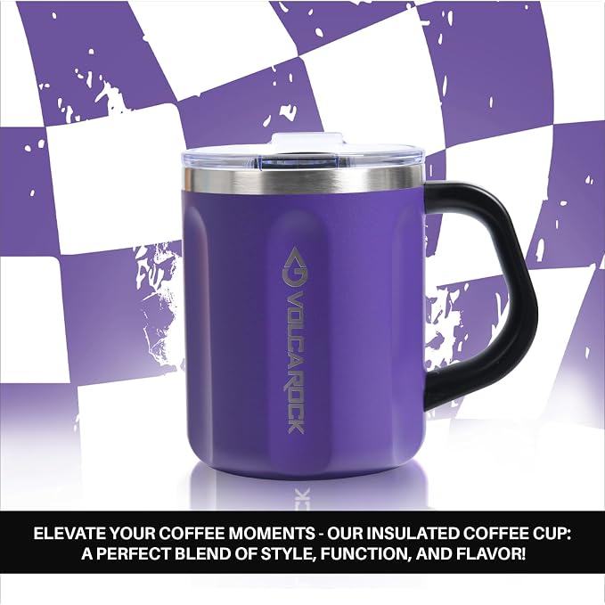 16oz Stainless Steel Togo Coffee Travel Mug, Spill Proof Tea Mug with Handle and Lid, Lightweight and Durable, Great for Office Home and Outdoor Use (Purple) - Image 2