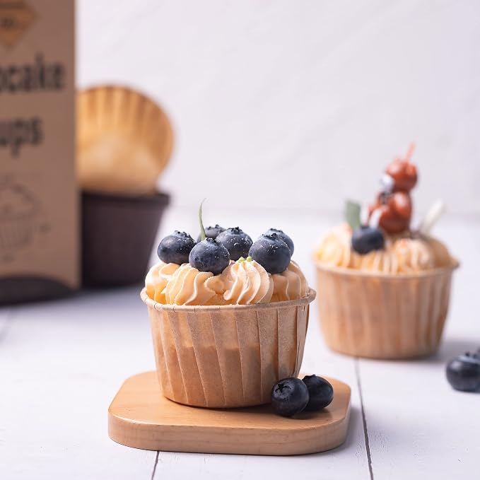 Bake Choice 50pcs Natural Cupcake Baking Cups, Heavy Duty Parchment Paper | Unbleached, Food-grade Muffin Liners 3.5oz for Muffin, Dessert - Image 7