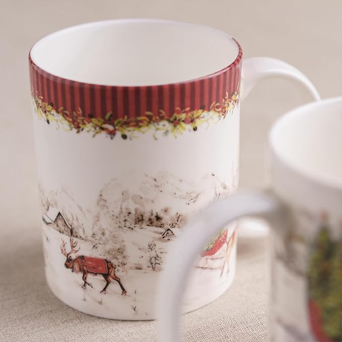 Maison d' Hermine Coffee Mug with Handles Tea Cups (12 Ounce, Pack of 1) | Fine Bone China Coffee Mugs for Hot Beverages Cappuccino Latte Home Hotel Spring Summer -Christmas Tradition - Landscape - Image 7