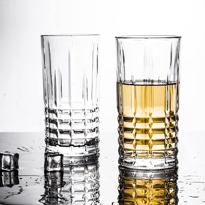 Tall Highball Drinking Glasses Set of 6, Water Glasses, Cocktail Glass 14 oz Clear - Image 3