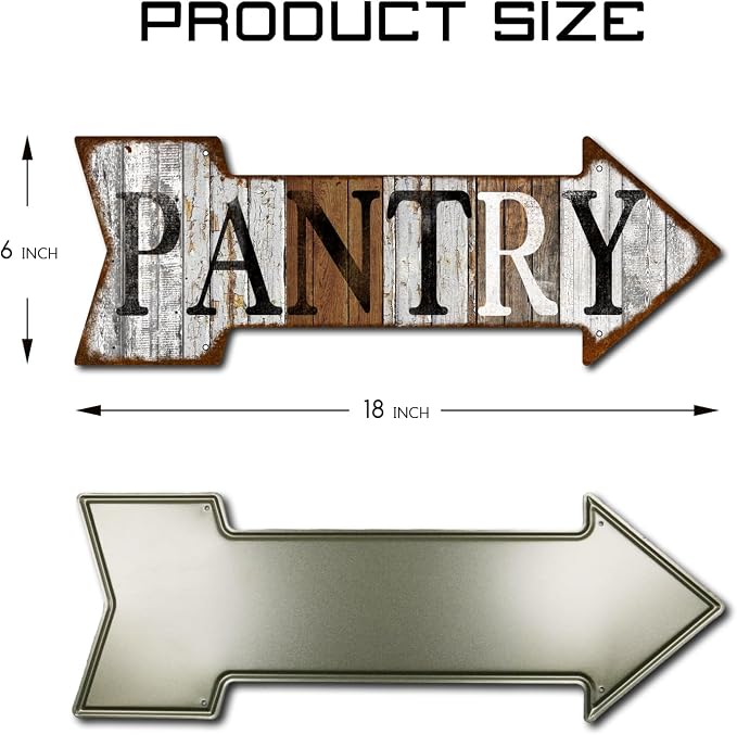 Mukuko Pantry Sign, Farmhouse Kitchen Wall Sign for Home, Restaurant, laundry, Coffee Shop, 6" x 18" Arrow Tin Metal Sign - Image 2