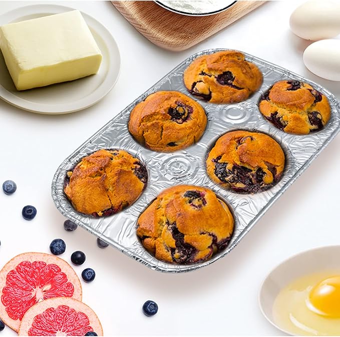 Waytiffer (10pack Muffin Pan 6-Cup Cupcake Aluminum Pans Favorite Muffin Tin Size for Baking Cupcakes Muffins and Mini Pies - Standard Size | Muffin Pan 6-Cup Cupcake Disposable Aluminum Pans Favorite Muffin Tin Size for Baking Cupcakes - Standard Size... - Image 5